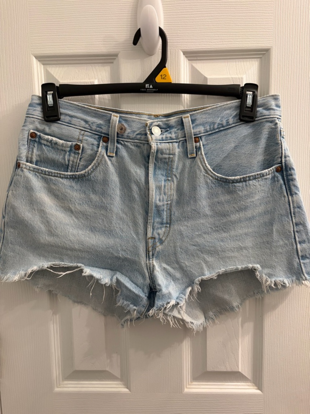 Levi's 501 Light Blue Distressed Cutoff Jean Shorts Waist 30